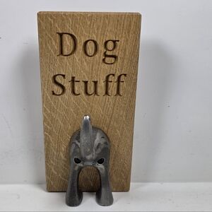 Dog Stuff Wall Hook – Gray Metal with Natural Wood